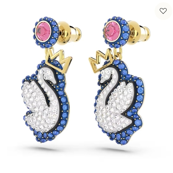 🔹️SWAROVSKI 🔹️- blue Swan Drop gold tone plated Earrings SOLD OUT ONLINE!!! - Picture 3 of 5